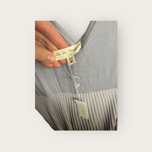 Anthropologie See You Monday Pleated Midi Dress Blue Size Medium - Picture 5 of 6